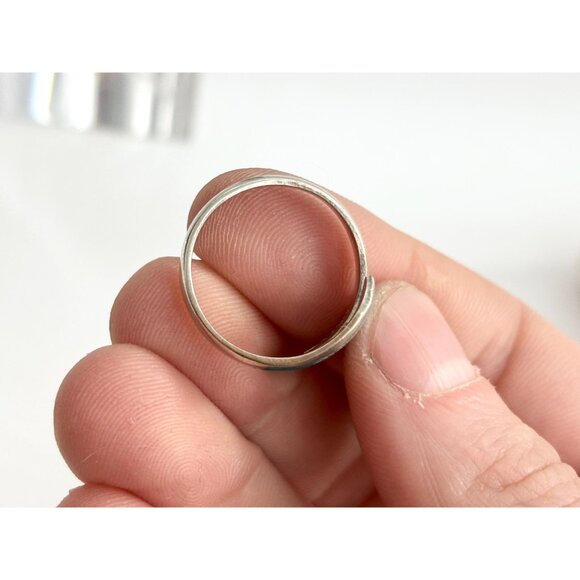 Teal Guilloche Wrap Siam Thai Nielloware 925 Sterling Silver Vintage Ring - sz 7 - Picture 12 of 15